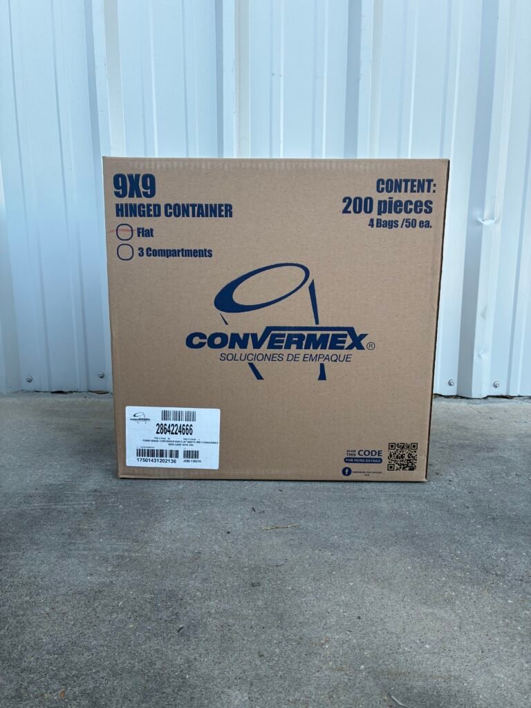9x9 Foam Hinged Container White Pallet
